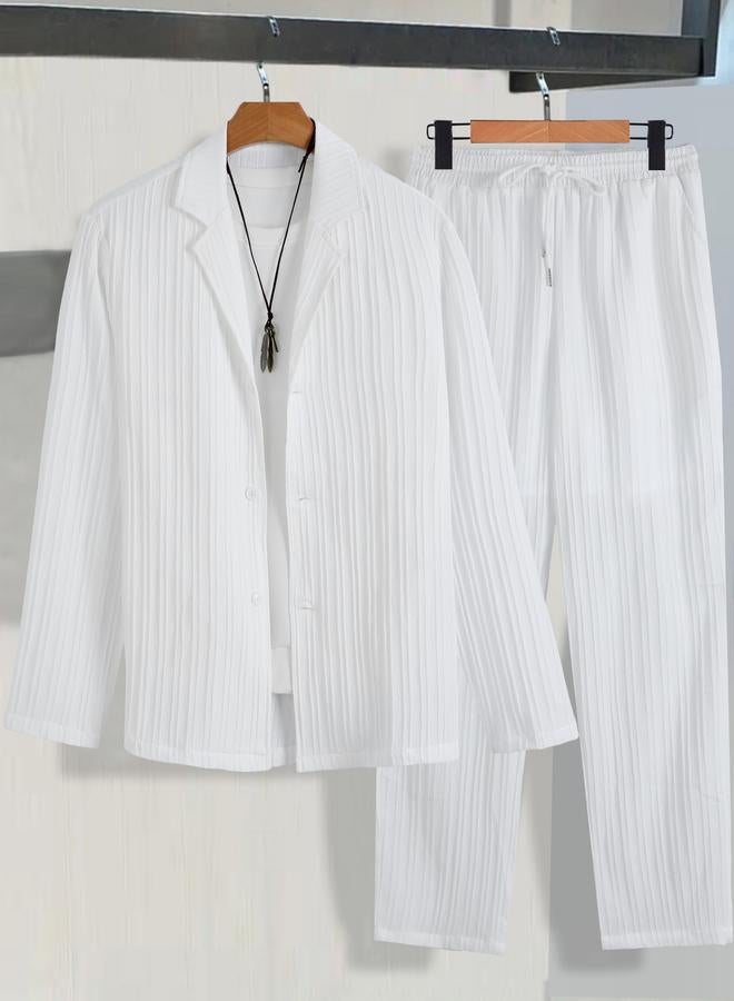 تايك تو طقم بليزر وبنطلون بقماش بارز - Image 1